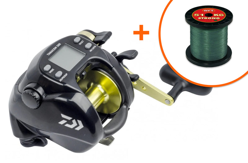 Načtěte obrázek do galerijního prohlížeče, Daiwa Tanacom 500 s návinem 300m pletenky WFT 0,32mm 51kg