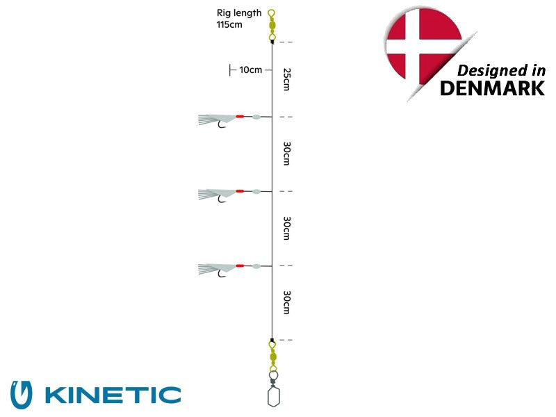 Načtěte obrázek do galerijního prohlížeče, Kinetic Sabiki Trio 2/0 Red/Blue/Flash