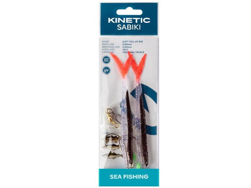 Načtěte obrázek do galerijního prohlížeče, Kinetic Sabiki Soft Tail UV 8/0 Black Fire Tail