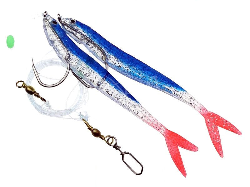 Načtěte obrázek do galerijního prohlížeče, Kinetic Sabiki Soft Tail UV 8/0 Blue Fire Tail