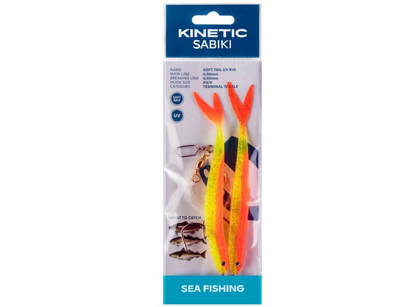 Načtěte obrázek do galerijního prohlížeče, Kinetic Sabiki Soft Tail UV 8/0 Yellow/Orange Fire Tail