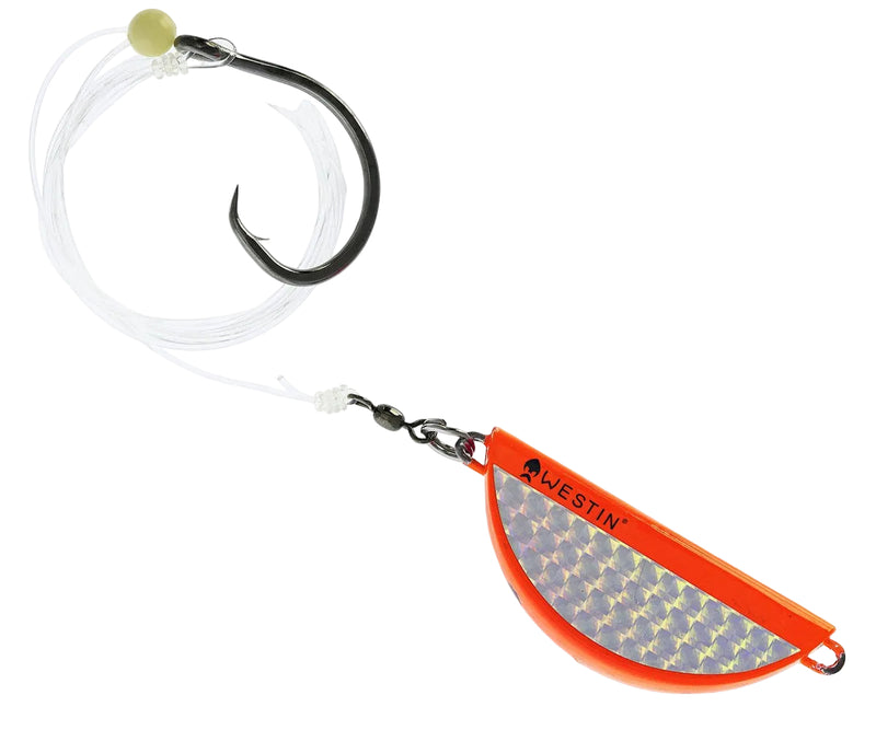 Načtěte obrázek do galerijního prohlížeče, Westin Halibut Anti Twist Rig Circle Hook 450g 12/0 Orange Flash