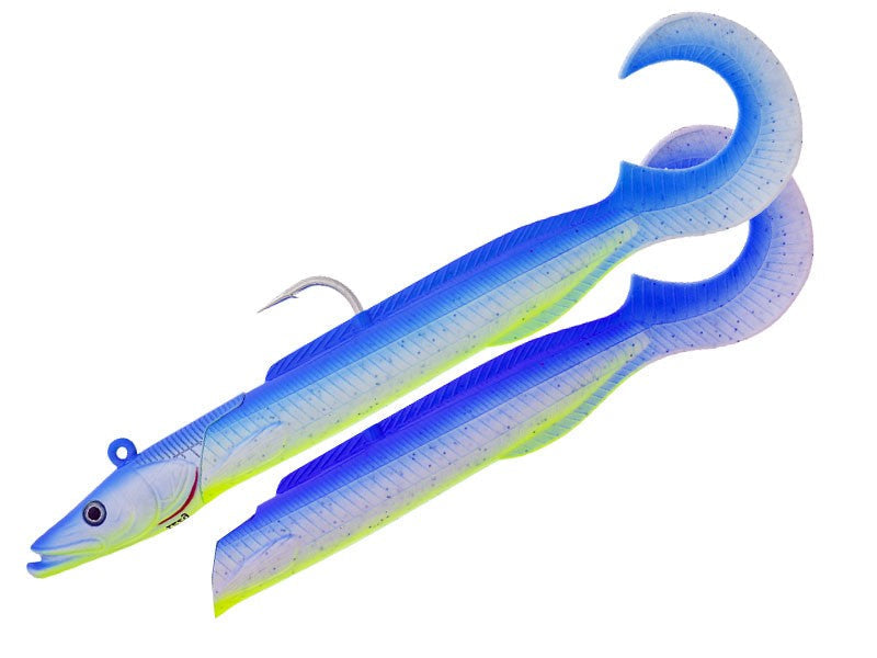 Laden Sie das Bild in Galerie -Viewer, Sandy Andy Curltail Jig 122g 22cm 8/0 Electric Lagoon