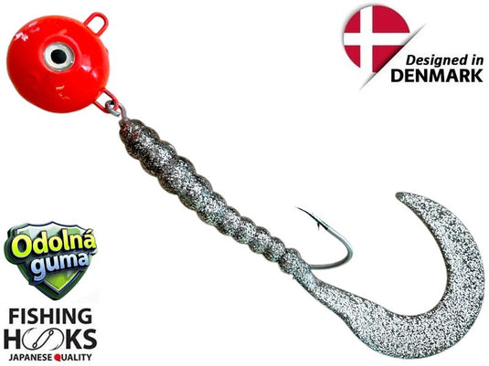 Čeburaška červená twister 200g 19cm Silver