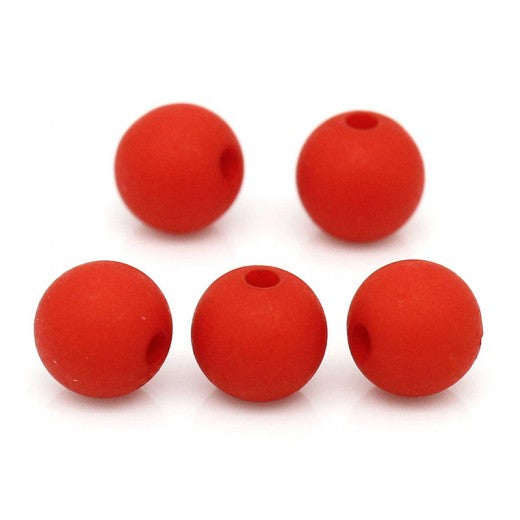 Fluo korálky červená 12mm