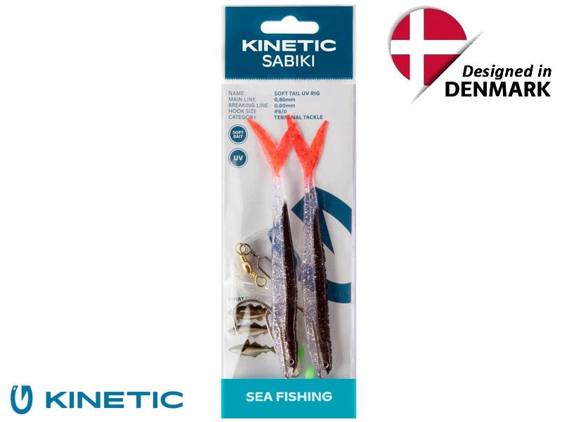 Načtěte obrázek do galerijního prohlížeče, Kinetic Sabiki Soft Tail UV 8/0 Black Fire Tail
