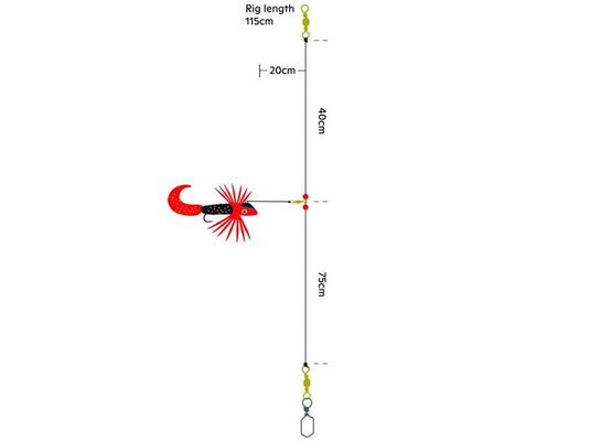 Kinetic Sabiki Wiggle Twister UV Pink Black / RED